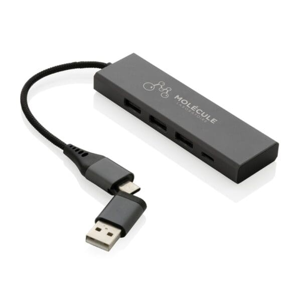 Terra Hub aus RCS recyceltem Aluminium mit 3 USB-Anschlüssen