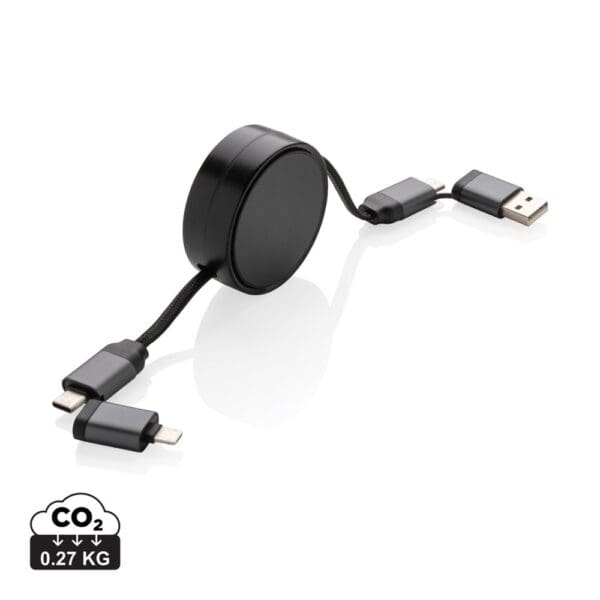 Terra aufrollbares 6-in-1 45W-Kabel aus RCS recyc. Aluminium