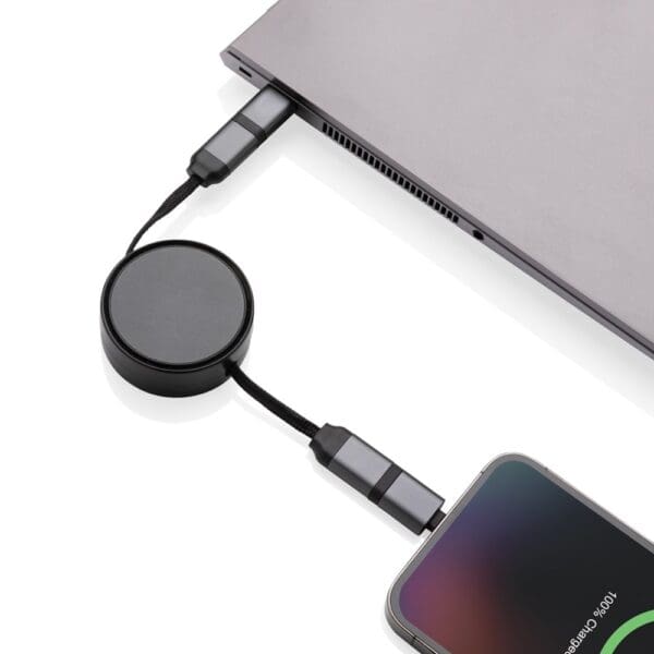 Terra aufrollbares 6-in-1 45W-Kabel aus RCS recyc. Aluminium