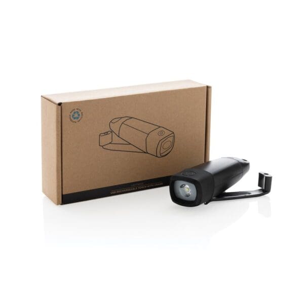 USB-Taschenlampe Lightwave mit Kurbel aus RCS rPlastik