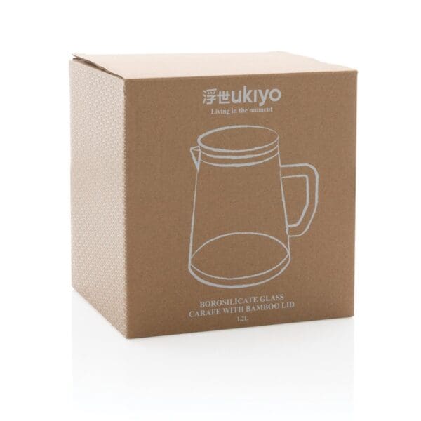 Ukiyo Borosilikat-Glaskaraffe mit Bambusdeckel 1.2L