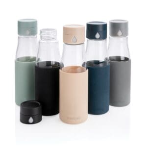 Ukiyo Trink-Tracking-Flasche aus Glas mit Hülle