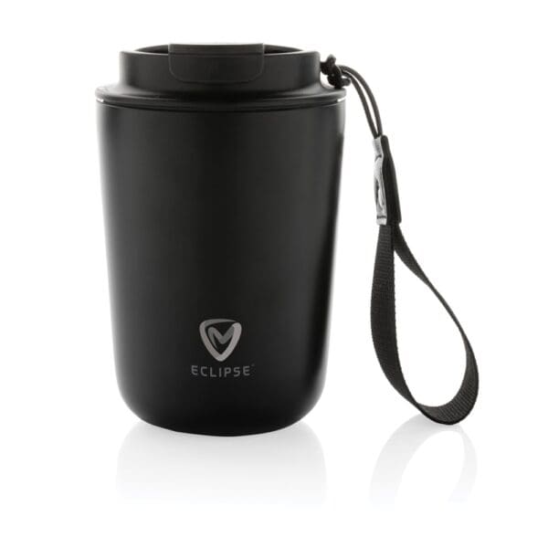 Vakuumbecher Cuppa aus RCS-Stahl mit Umhängeband