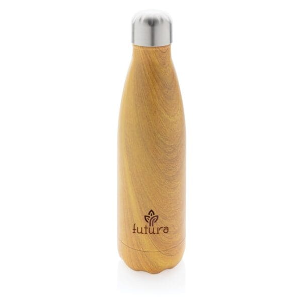 Vakuumisolierte Stainless Steel Flasche mit Holzoptik