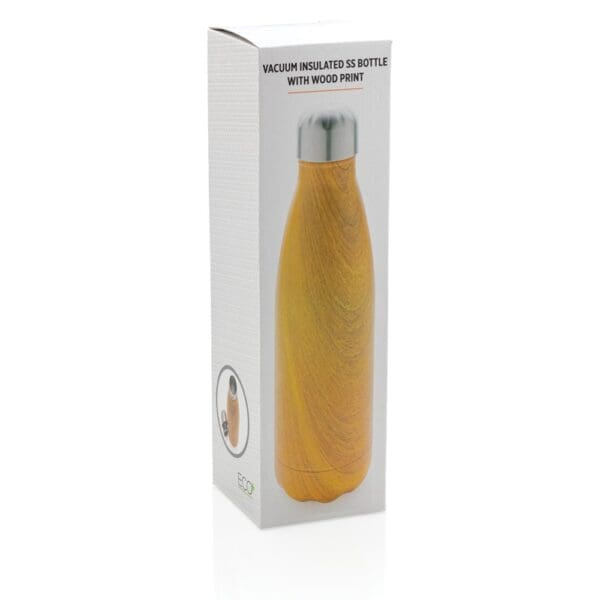 Vakuumisolierte Stainless Steel Flasche mit Holzoptik