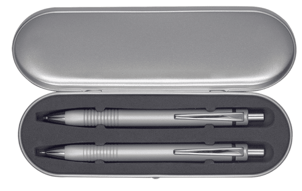 Schreib-Set TRIANGLE SILBER, incl. 2-er Metall-Etui