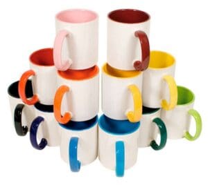 Keramiktasse Form 794 Sublimation weiss, innen und Henkel farbig