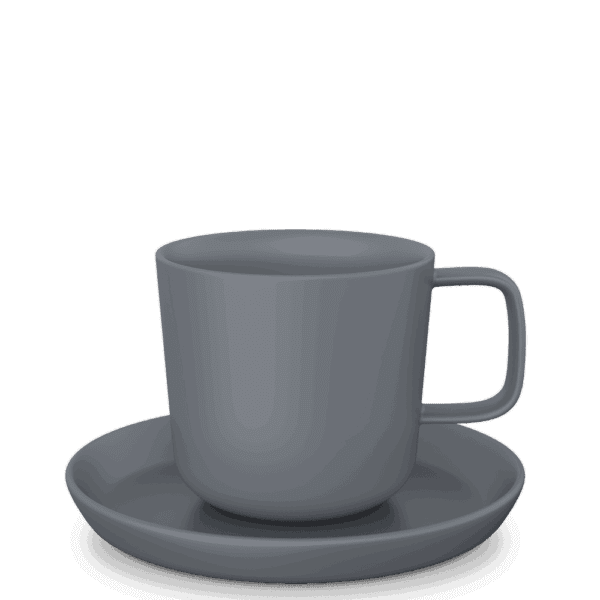 Tasse Form 730 Costa Verde mit Unterteller, schwarz/grau