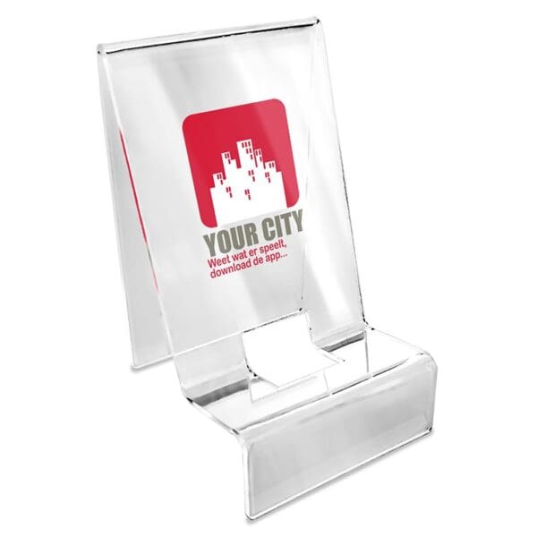Telefonhalter aus Plexiglas. Gebogene Größe 135 x 70 mm