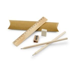 Bleistift, RHOMBUS. Schulschreibset: Lineal, Radiergummi und Anspitzer