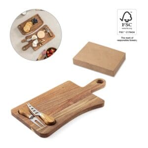 CASSIA. Käsebrett aus Akazienholz mit Griff, aus FSC™-zertifiziertem Material und anderen kontrollierten Materialien hergestellt