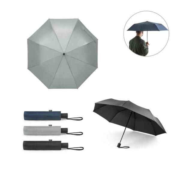 CIMONE. Faltbarer Regenschirm aus recyceltem Polyester (100% rPET) 190T Pongé mit automatischer Öffnung