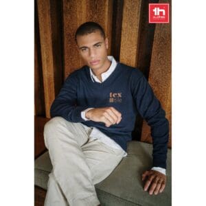 Herren-Pullover THC MILAN. mit V-Ausschnitt aus Baumwolle und Polyamid