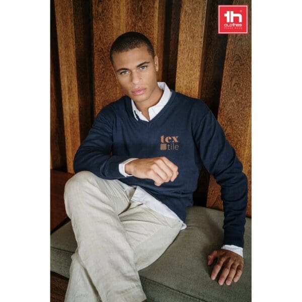 Herren-Pullover THC MILAN. mit V-Ausschnitt aus Baumwolle und Polyamid