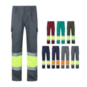 Hose VL ATHENA. Zweifarbige aus Twill (210 g/m²), gefüttert, mit mehreren Taschen, aus Baumwolle (20%) und Polyester (80%)