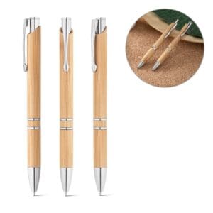 Kugelschreiber BETA BAMBOO. aus Bambus mit Clip und Details aus Metall