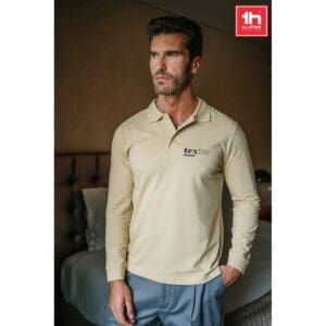 Langarm-Poloshirt THC BERN. für Herren aus kardierter Baumwolle