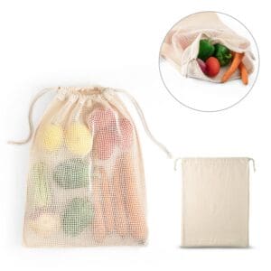 NAPOLI. Beutel aus 100% Baumwolle (120 g/m²) mit Netzgewebe auf der Vorderseite (100 g/m²)