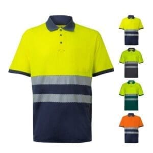 Piqué-Poloshirt VL ACHELOUS. Zweifarbiges (150g/m²) mit kurzen Ärmeln, aus Baumwolle (55%) und Polyester (45%)