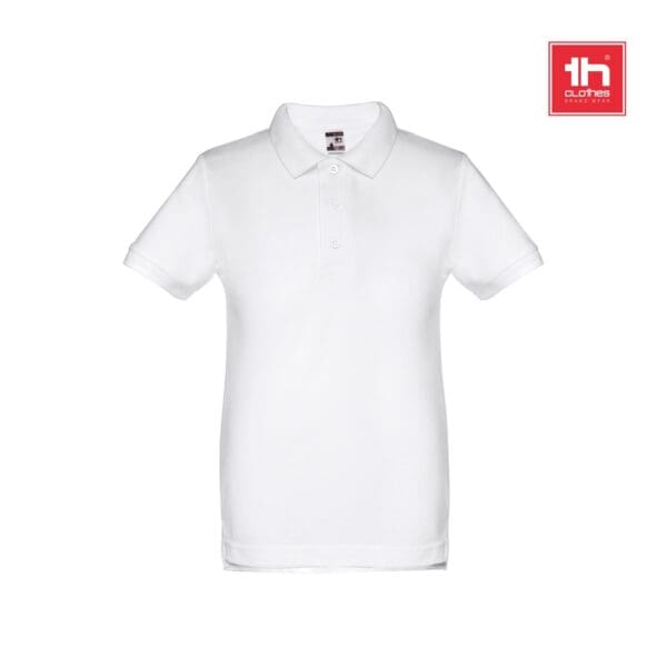Poloshirt THC ADAM KIDS WH. Kurzärmeliges für Kinder (unisex). Farbe Weiß