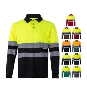 Poloshirt VL VULCAN LARGE. Zweifarbiges im Bird-Eye-Design (160g/m²) mit langen Ärmeln, aus Polyester (100%)