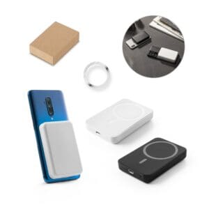 Powerbank AMPERE 5. Magnetische mit 5'000 mAh und superschnellem kabellosem Ladegerät (15 W) aus Recyceltes ABS (100% rABS)