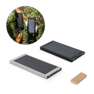 Powerbank CLERK. 8'000 mAh mit Solarpanel aus 100% recyceltem Aluminium