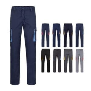 Stretch-Hose VL FIDES. Zweifarbige mit mehreren Taschen (240 g/m²), aus Baumwolle (46 %), EME (38 %) und Polyester (16 %)