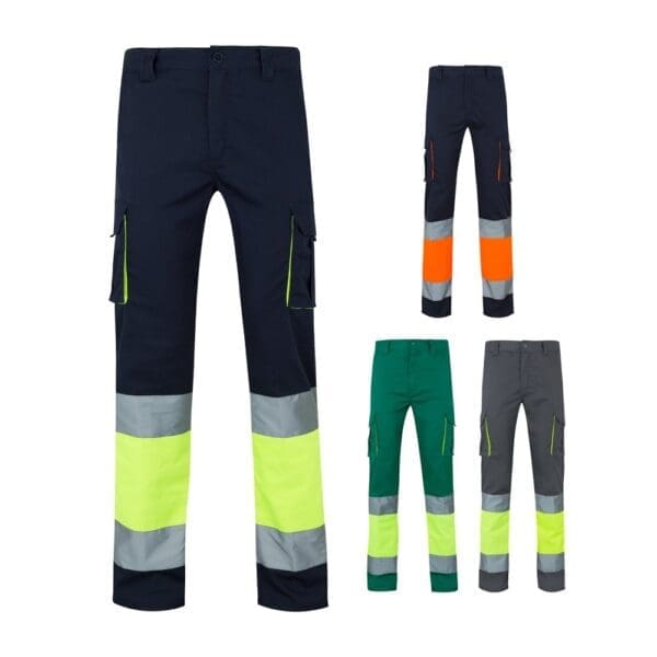 Stretch-Hose VL ZEUS LARGE. Zweifarbige mit mehreren Taschen (240 g/m²), aus Baumwolle (46 %), EME (38 %) und Polyester (16 %)