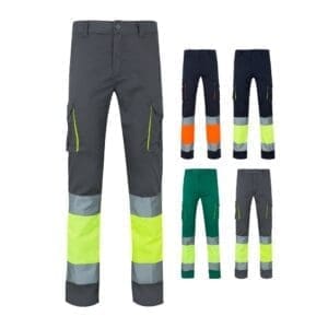 Stretch-Hose VL ZEUS. Zweifarbige mit mehreren Taschen (240 g/m²), aus Baumwolle (46 %), EME (38 %) und Polyester (16 %)