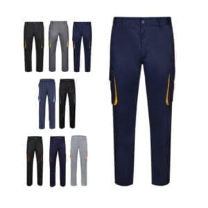 Twill-Hose VL HYPNOS. Zweifarbige mit mehreren Taschen (200 g/m²), aus Baumwolle (35 %) und Polyester (65 %)