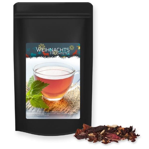 Früchtetee, Weihnachts ca. 55g, Standbeutel Midi schwarz