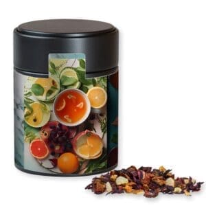 Früchtetee gute Laune, ca. 60g, Metalldose Midi schwarz