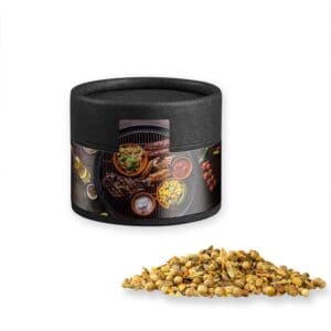 Gewürzmischung African BBQ, ca. 40g, Kraftpapierdose Mini schwarz