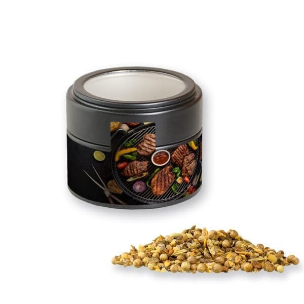 Gewürzmischung African BBQ, ca. 60g, Metalldose Mini mit Sichtfenster schwarz