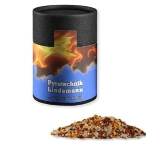 Gewürzmischung Feuer und Flamme, ca. 75g, Kraftpapierdose Midi schwarz