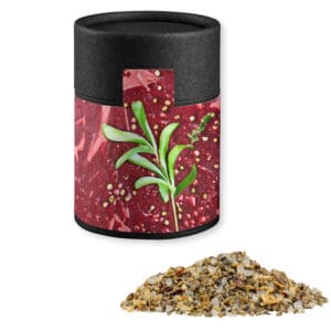 Gewürzmischung Kräuter-Steakgewürz, ca. 45g, Kraftpapierdose Midi schwarz