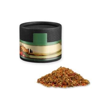 Gewürzmischung Mediterraner Veggie Mix, ca. 28g, Kraftpapierdose Mini schwarz