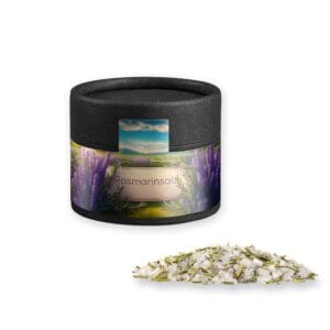 Gewürzmischung Rosmarin-Salz, ca. 52g, Kraftpapierdose Mini schwarz