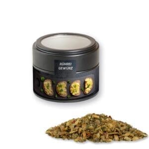 Gewürzmischung Rühreigewürz, ca. 60g, Metalldose Mini mit Sichtfenster schwarz