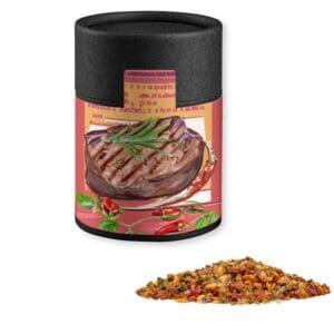 Gewürzmischung Steak Pfeffer, ca. 75g, Kraftpapierdose Midi schwarz