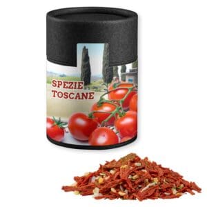 Gewürzmischung Toskanische Bruchetta, ca. 50g, Kraftpapierdose Midi schwarz