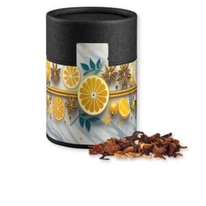 Glühweingewürz fein, ca. 60g, Kraftpapierdose Midi schwarz