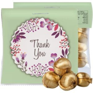 Goldnüsse Bonbons, ca. 17g, Express Midi-Tüte mit Werbereiter