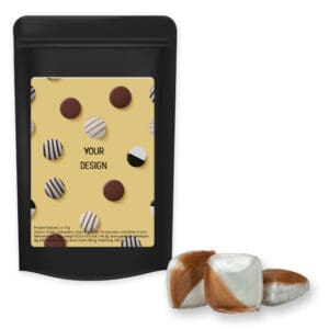 Minz-Ecken Bonbons, ca. 80g, Standbeutel Midi schwarz