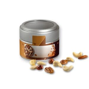 NusskernMix, ca. 60g, Metalldose Mini mit Sichtfenster silber