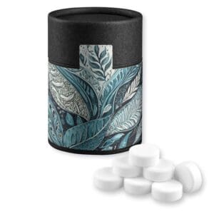 Pfefferminz Drops, ca. 80g, Kraftpapierdose Midi schwarz