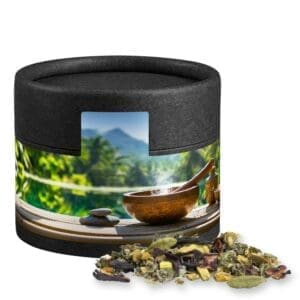 Relax-Tee, Ayurveda ca. 18g, Kraftpapierdose Mini schwarz