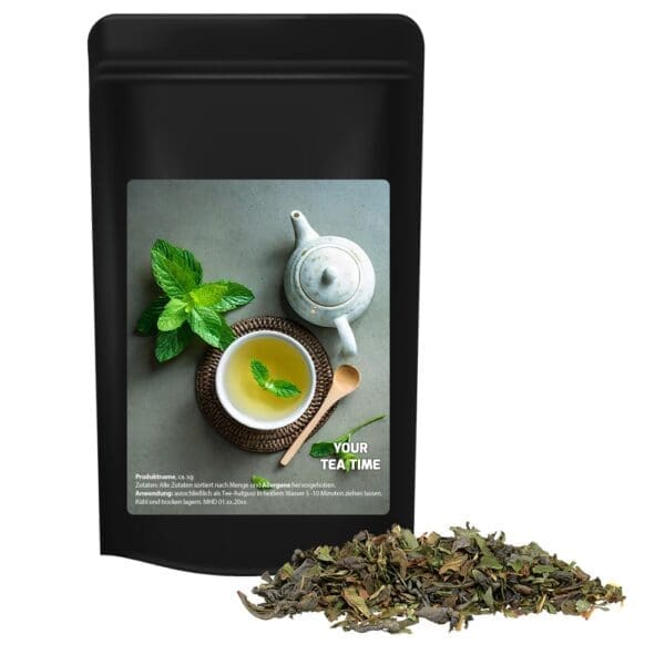 Tee Grüner mit Minze, ca. 30g, Standbeutel Midi schwarz