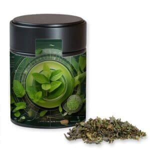 Tee Grüner mit Minze, ca. 35g, Metalldose Midi schwarz